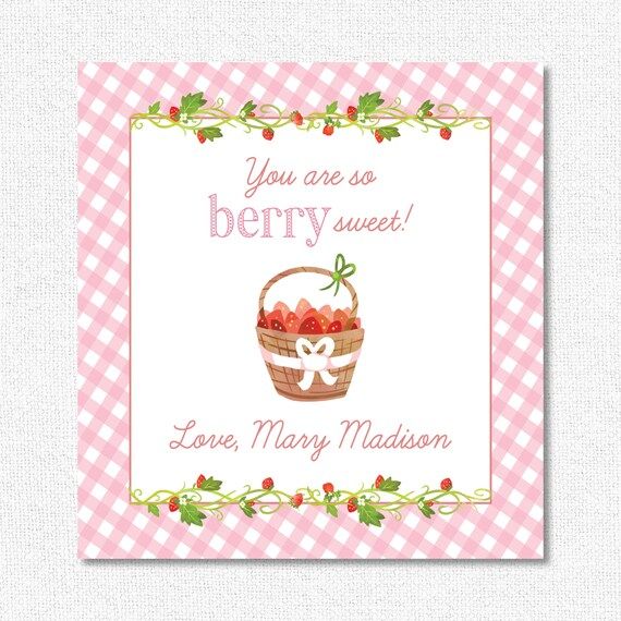 PRINTABLE PINK Strawberry Valentine Tags Berry Sweet | Etsy | Etsy (US)