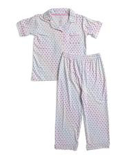 Girls 2pc Heart Print Piped Pajama Set | TJ Maxx