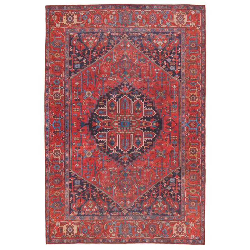 Kate Lester + Jaipur Living Machine Washable Harman Oriental Power Loom Polyester Area Rug in Red... | Wayfair North America