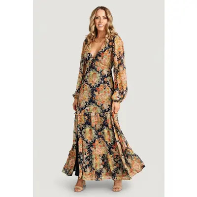Baltic Børn Bowman Deep V Maxi Dress in Black Multi at Nordstrom, Size Small | Nordstrom