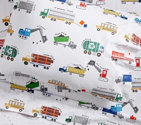 Busy Trucks Organic Toddler Bed Sheet Set | Pottery Barn Kids