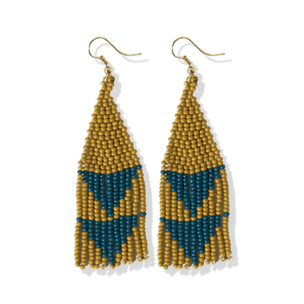 Citron With Peacock Triangles Earrings | INK+ALLOY
