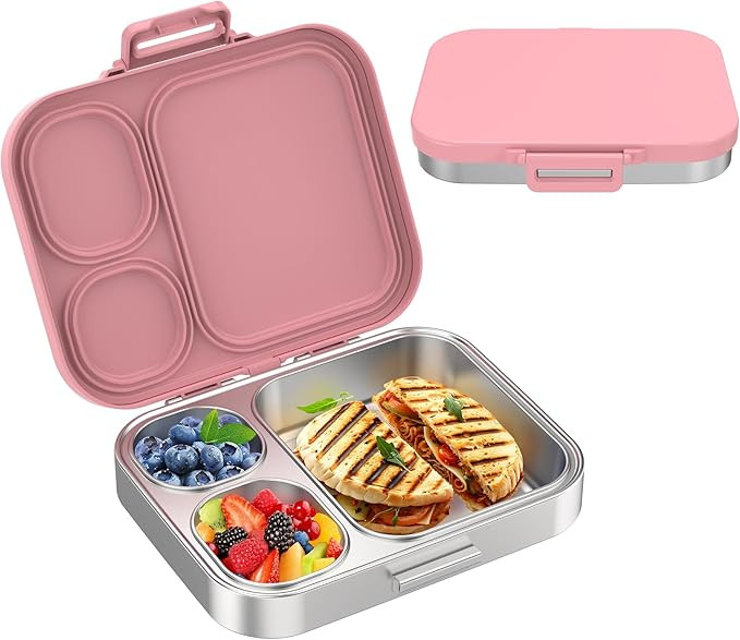 Stainless Steel Bento Lunch Box for Kids | 3-Compartment Lunch Box Container Kids | 100% Leakproo... | Amazon (US)