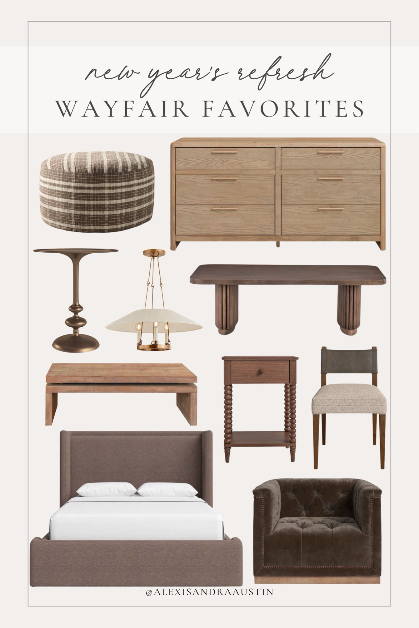 January is all about refreshing my space with neutrals I love. Sharing a few @wayfair finds that make it easy to create a clean, cozy vibe at home. Whether you're switching things up or just adding a little something new, these favorites are perfect for a fresh start.

#wayfair #wayfairpartner 

Home finds, furniture favorites, Wayfair, bedroom refresh, new year refresh, ottoman faves, dresser finds, side table, lighting detail, coffee table, side table, accent chair, upholstered bed, dark and moody, neutral home inspo, aesthetic style, shop the look!

#LTKSeasonal #LTKHome #LTKStyleTip