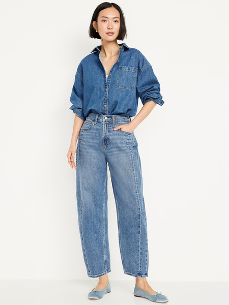 High-Waisted Barrel Ankle Jeans | Old Navy | Old Navy (US)