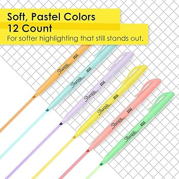 Sharpie Pocket Highlighters, Mild Pastel Colors, Assorted, Chisel Tip, 12 Count - School, Home, a... | Amazon (US)