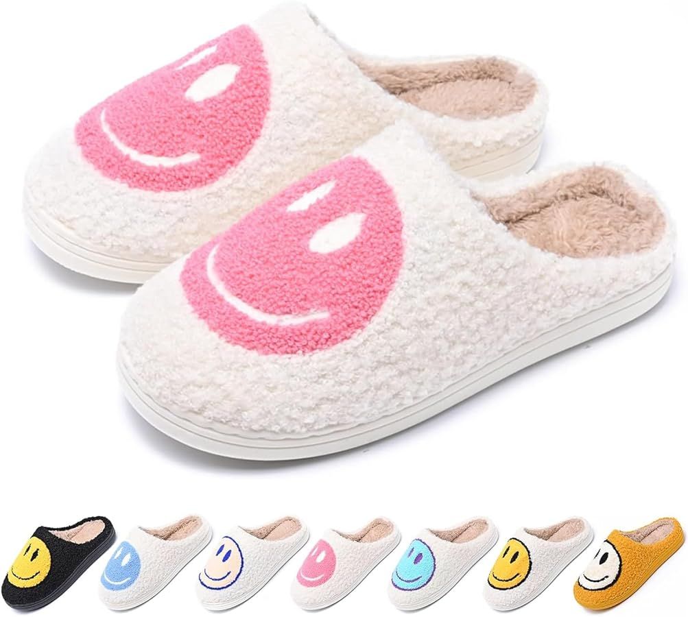 MIUHANUN Smile Face Slippers for Women, Comfy Thick Sole Happy Face Slippers Soft Plush Fuzzy Sli... | Amazon (US)