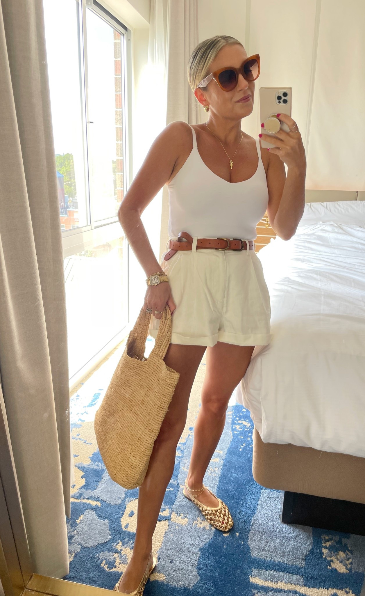 Easy, breezy, and cute enough to grab a coffee (or chase your kids 😅). Linking my go-to pieces for staying cool while still feeling pulled together ☀️👜 #LTKDayLook #OOTD #StayCoolStayCute 