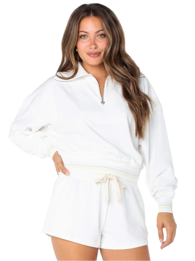 Celebrity Pink Women's Quarter Zip Pullover Sweatshirt, Sizes XS-XXXL | Walmart (US)