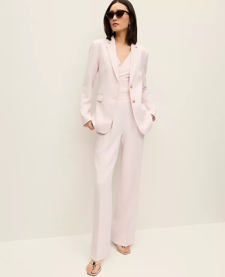 The Side Zip Wide-Leg Pant in Textured Crepe | Ann Taylor