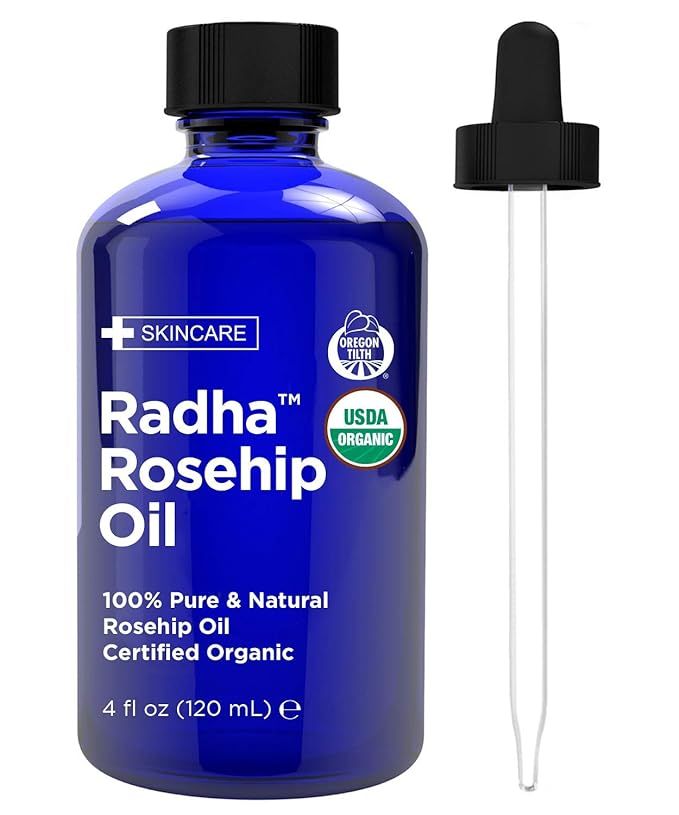 Radha Beauty Rosehip Oil USDA Certified Organic, 4 oz. - 100% Pure & Cold Pressed. All Natural An... | Amazon (US)