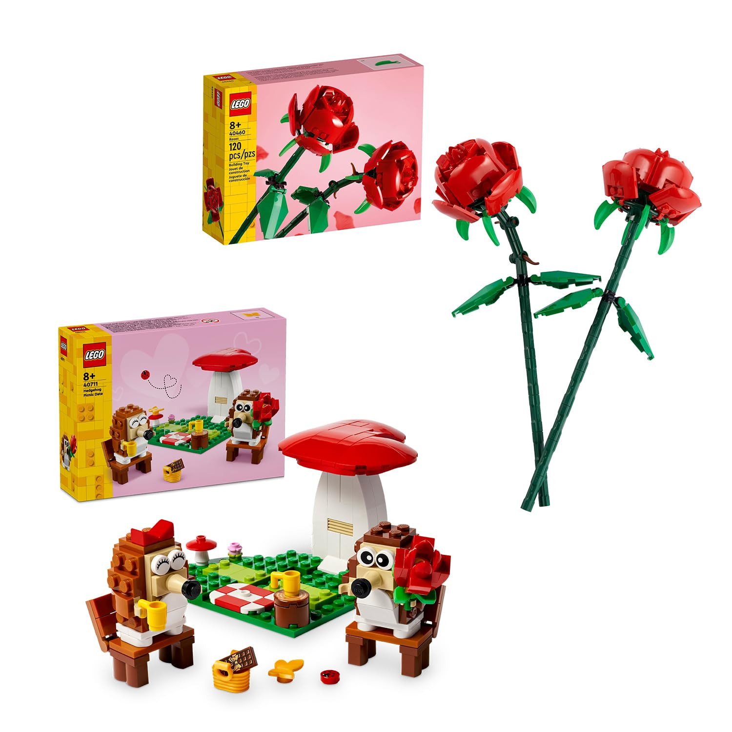 Bundle of LEGO Roses + LEGO Hedgehog Picnic Date Building Sets - Craft for Kids & Adults - Gift f... | Amazon (US)