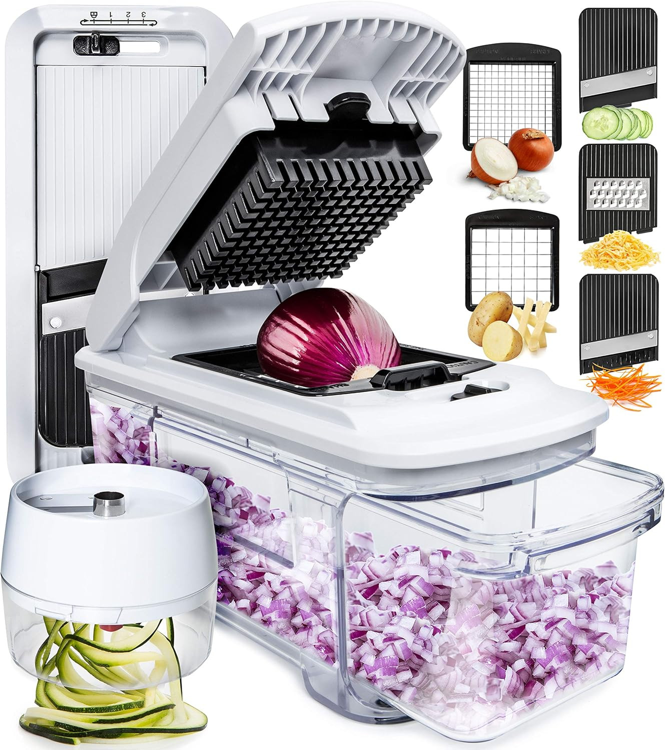 Vegetable Chopper Cutter Mandoline Slicer & Spiralizer - Food Onion Salad Veggie Chopper with Con... | Amazon (CA)