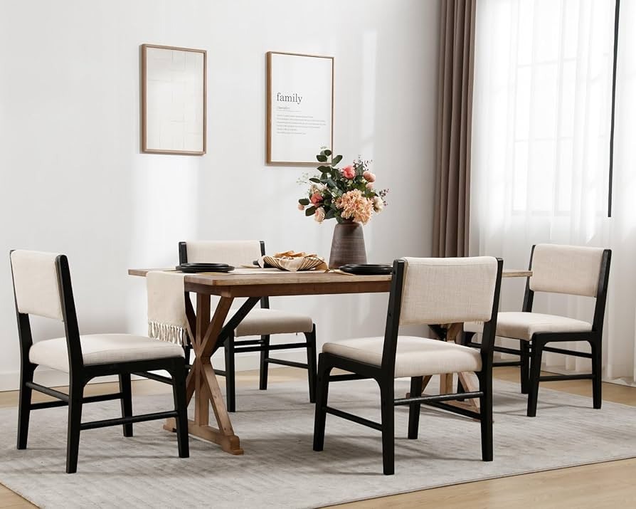 VESCASA Dining Chairs with Rectangular Cushion Back, Mid-Century Modern Padded Upholstered Dining... | Amazon (US)