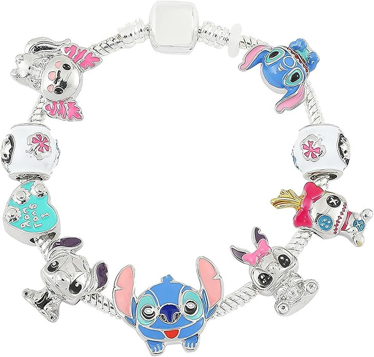 Stitch Charm Bracelet, Inspiration Stitch Charms Womens Girls Cute Snake Chain Jewelry Birthday G... | Amazon (US)