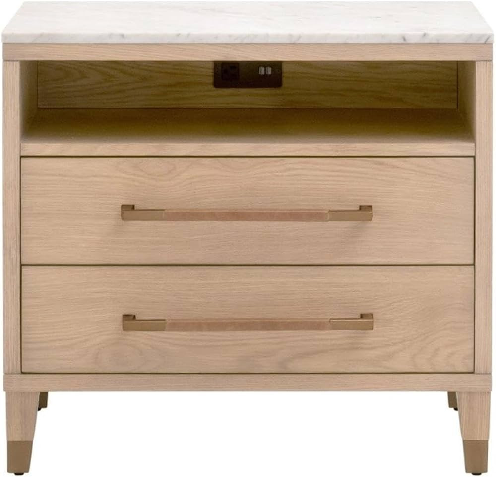 MAKLAINE Contemporary Transitional 2-Drawer Nightstand in Natural | Amazon (US)