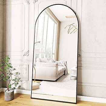 VooBang 71"x30" Arched Full Length Mirror, Black Oversized Floor Mirror with Stand, Full Body Sta... | Amazon (US)