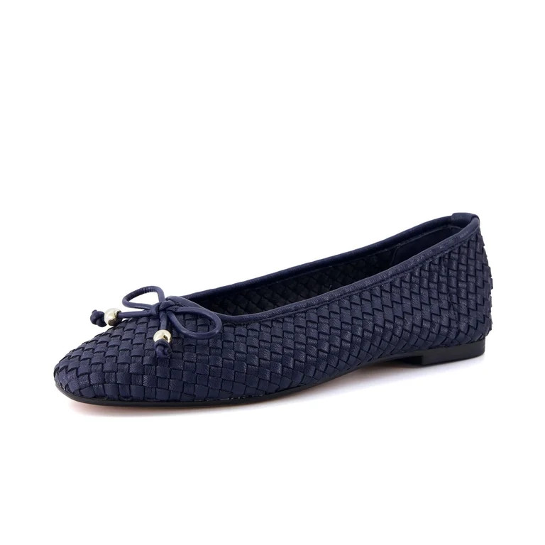 Cushionaire Audrey Woven Ballet Flats for Women | Round Closed Toe Dress Shoes, Bow Accent, Vegan... | Walmart (US)