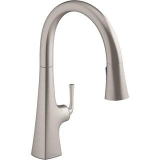 Graze Single-Handle Pull-Down Sprayer Kitchen Faucet with Response Technology in Vibrant Stainless | The Home Depot