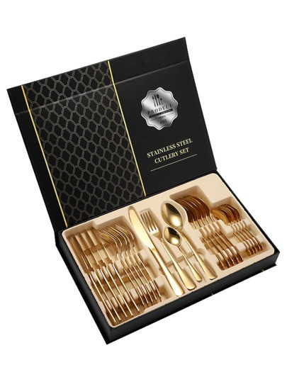 24 Stücke Besteckset aus Edelstahl, minimalistisches Besteckset für Küche, Hotel | SHEIN