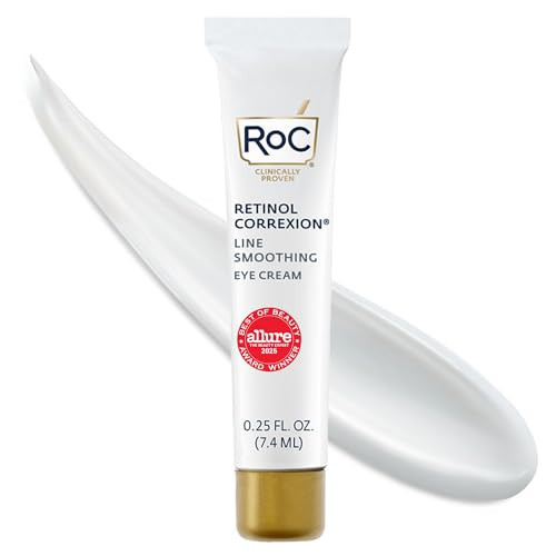RoC Retinol Correxion Eye Cream Mini for Dark Circles & Puffiness, Daily Wrinkle Cream, Anti Aging Line Smoothing Skin Care Treatment, .25 Ounces | Amazon (US)