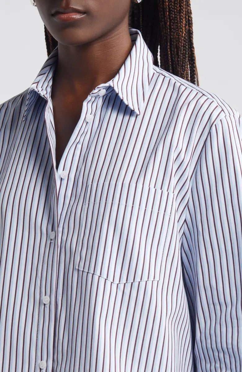 Nordstrom Stripe Poplin Crop Button-Up Shirt | Nordstrom | Nordstrom