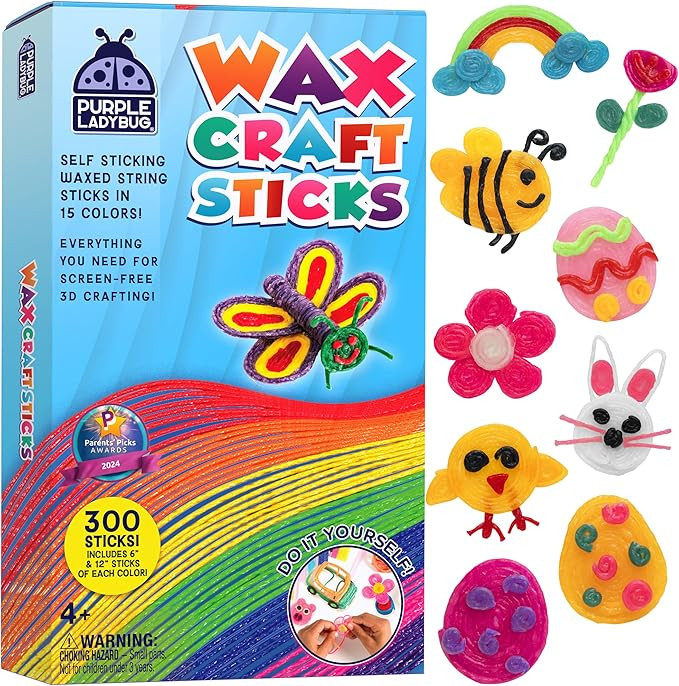 PURPLE LADYBUG Bendable Wax Craft Sticks for Kids - 15 Colors, 6&12 Inches, 150 Each - Kids Campi... | Amazon (US)