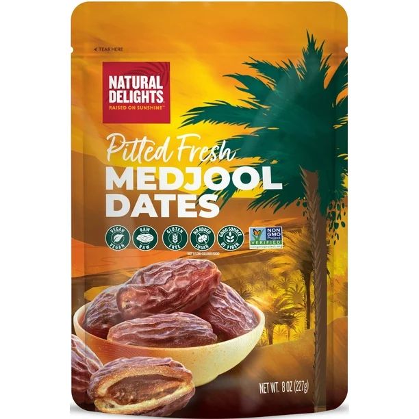 Natural Delights Pitted Fresh Medjool Dates, 8 Oz - Walmart.com | Walmart (US)
