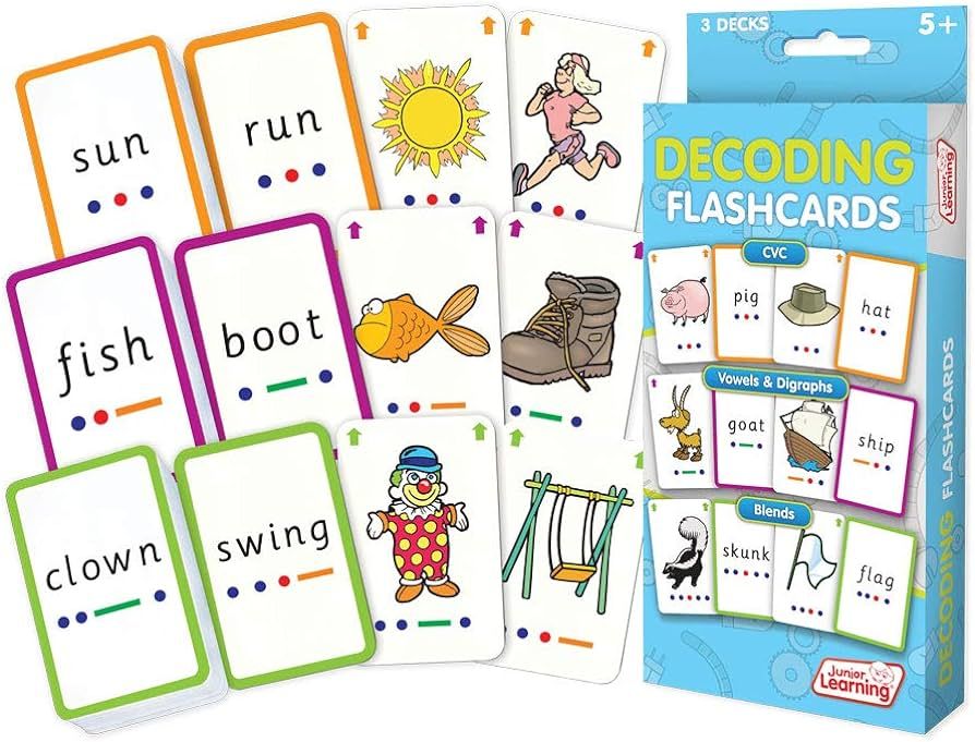 Junior Learning Decoding Flashcards, 162 Cards, Ages 5+, Language & Decoding, K-1 | Amazon (US)