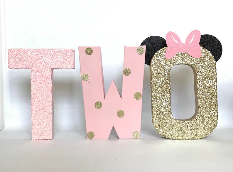 Minnie Mouse Glitter Stand up two Letter Sign-twodles-2nd Birthday-photo Prop-party Decor-paper M... | Etsy (US)