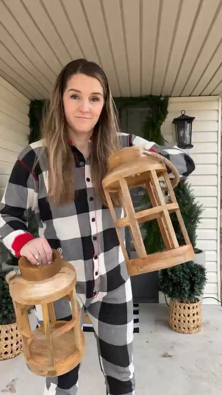Christmas Decor. Looking for a festive front porch? Natural products bring warmth, and simple, timeless elements to my porch decorations this year. Like these wood candle holder lanterns from Walmart.

#LTKstyletip #LTKhome #LTKHoliday