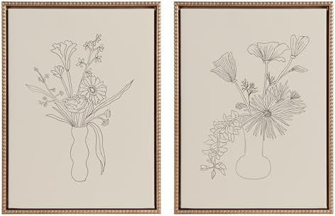 Kate and Laurel Sylvie Beaded Floral Study 1 and Floral Study 2 Vintage Framed Canvas Wall Art Se... | Amazon (US)