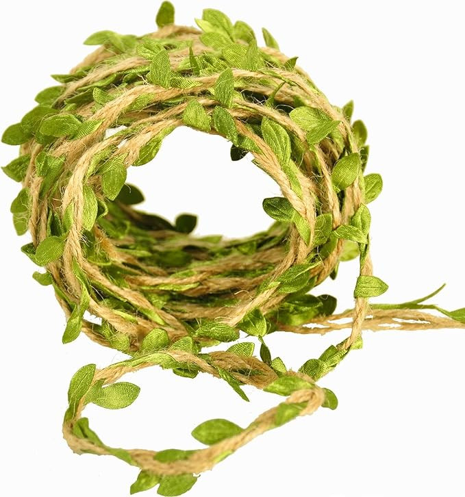 32 Ft Burlap Leaf Ribbon Twine for Crafts for Safari, Jungle, Fairy Party, Woodland Baby Shower, ... | Amazon (US)