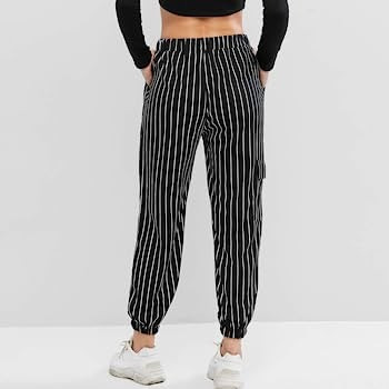 ZAFUL Women's Cargo Pants High Waisted Jogger Pants Outdoor Sweatpants with Chain | Amazon (US)