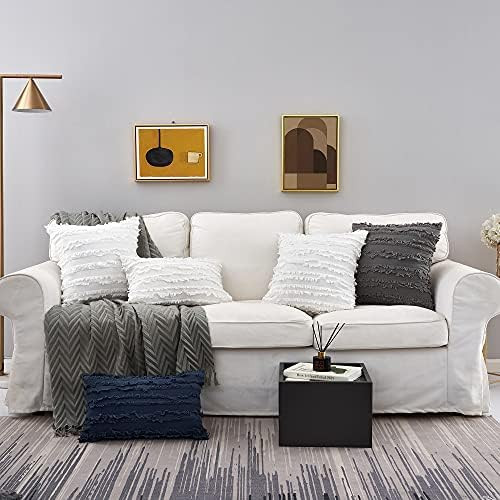 Longhui bedding Ivory White Throw Pillow Cover, Set of 2, White 24” x 24” Decorative Lattice ... | Amazon (US)