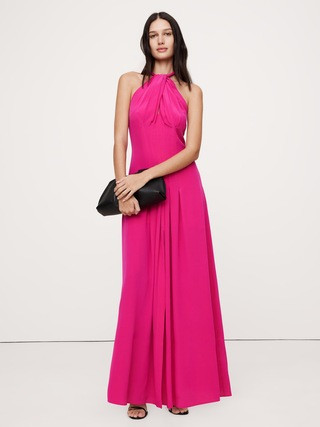 Matte Silk Halter Maxi Dress | Banana Republic (US)