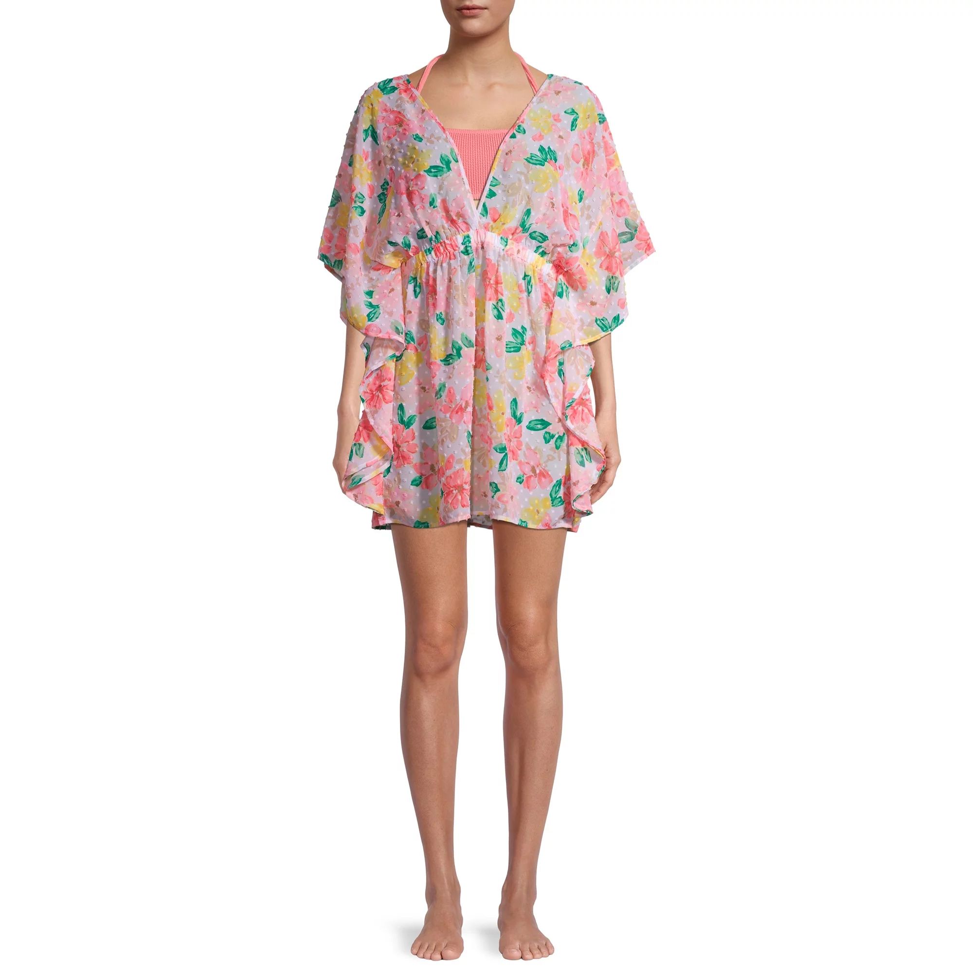 Time and Tru Women's and Women's Plus Size Floral Swiss Dot Cover Up | Walmart (US)