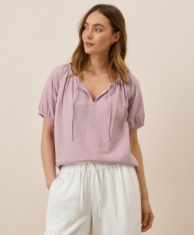 Women’s Coastal Double Gauze Boho Popover made with Organic Cotton | Pact | Pact Apparel
