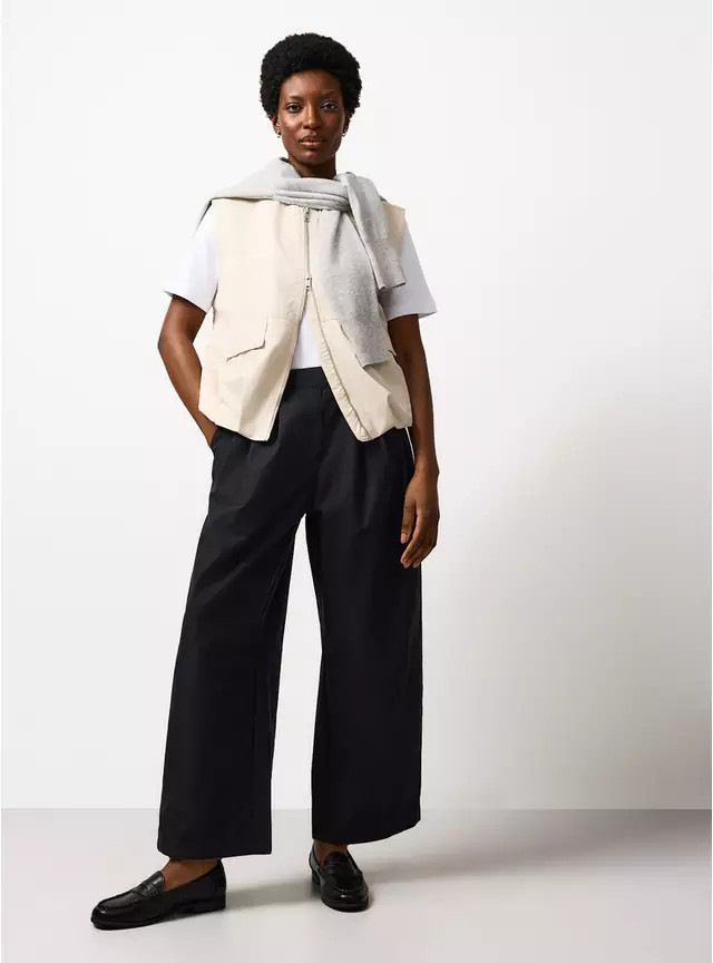 Black Pleated Wide Leg Trousers 10S | Tu Clothing