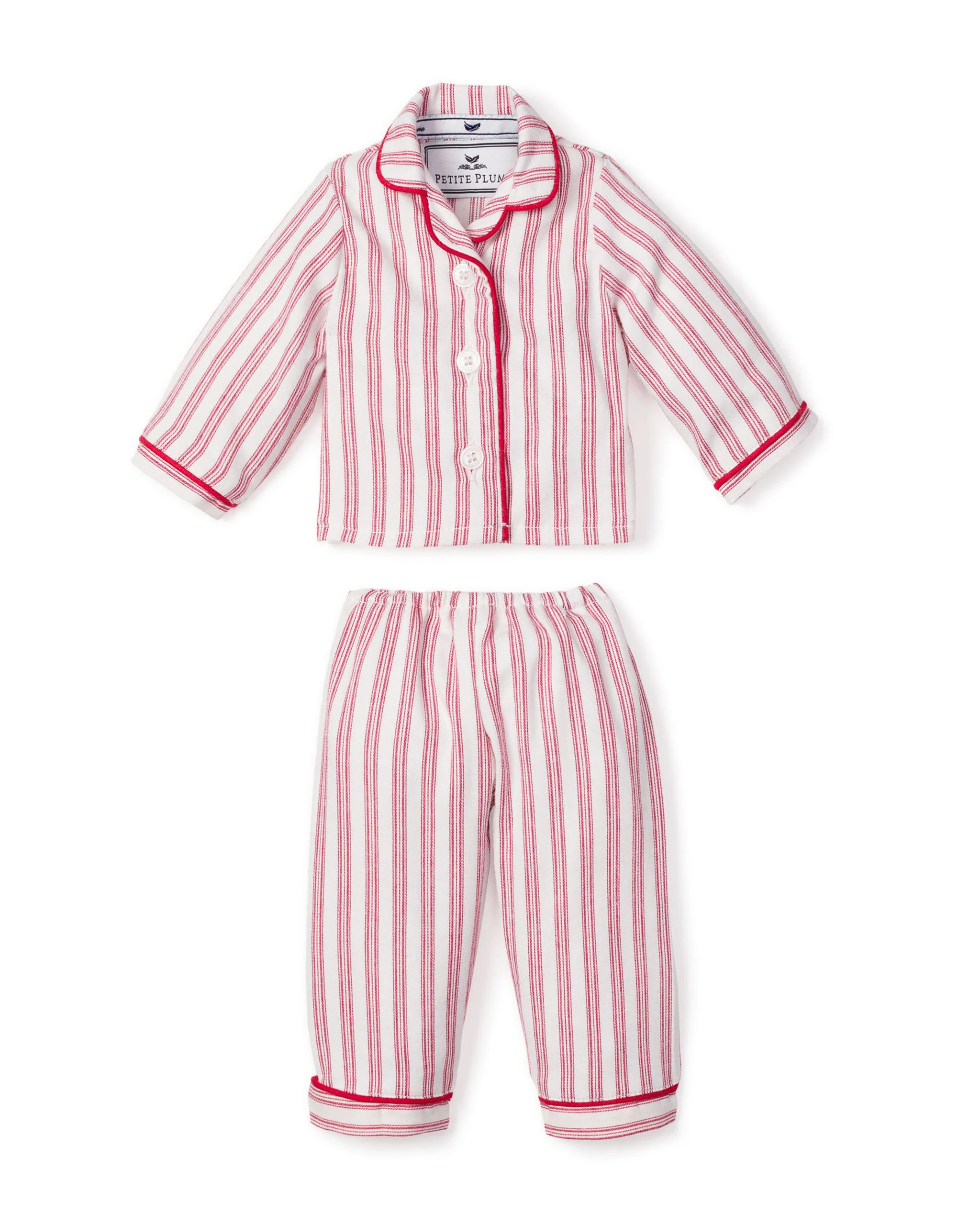 Doll Pajamas in Antique Red Ticking | Petite Plume