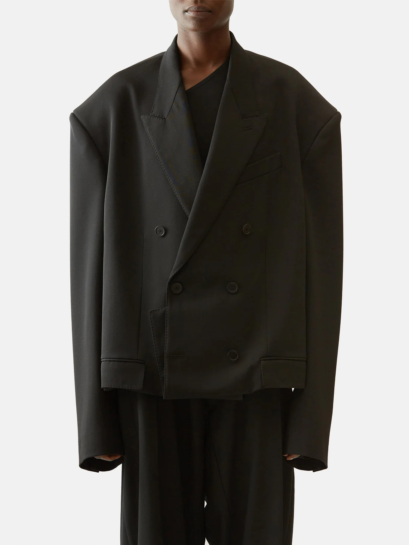 Double-breasted folded wool tailored jacket | Matches (EU)