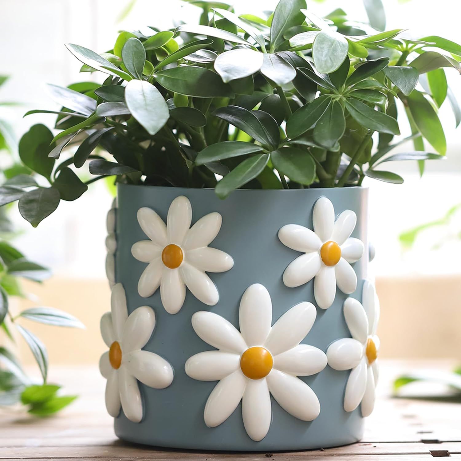 GUGUGO Cute Daisy Flower Pot, Decorative Plant Pots with Drainage Holes, Funny Unique Planters fo... | Amazon (US)