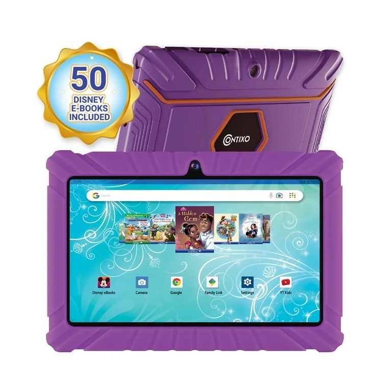Contixo 7" Kids Tablet 32GB, 50+ Disney Storybooks, Kid-Proof Case (2023 Model) - Purple | Walmart (US)