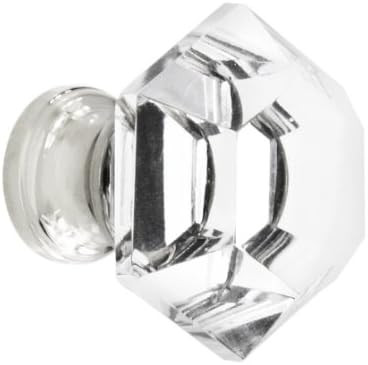 Hexagonal Cut Crystal Knob with Solid Brass Base in Polished Nickel | Amazon (US)