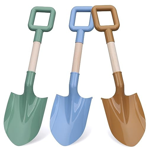 Dilabnba Kids Beach Sand Shovels, 16inch/40cm Sand Shovels for Garden, Beach Snow Spade Scoop for Kids Toddlers, Long Handle Plastic Wooden Shovel for Shoveling Digging Snowing (3PCS) | Amazon (US)