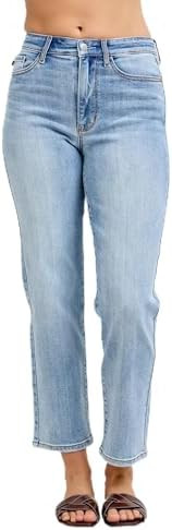 Judy Blue Womens Jeans - High Waisted Ankle Straight | Amazon (US)