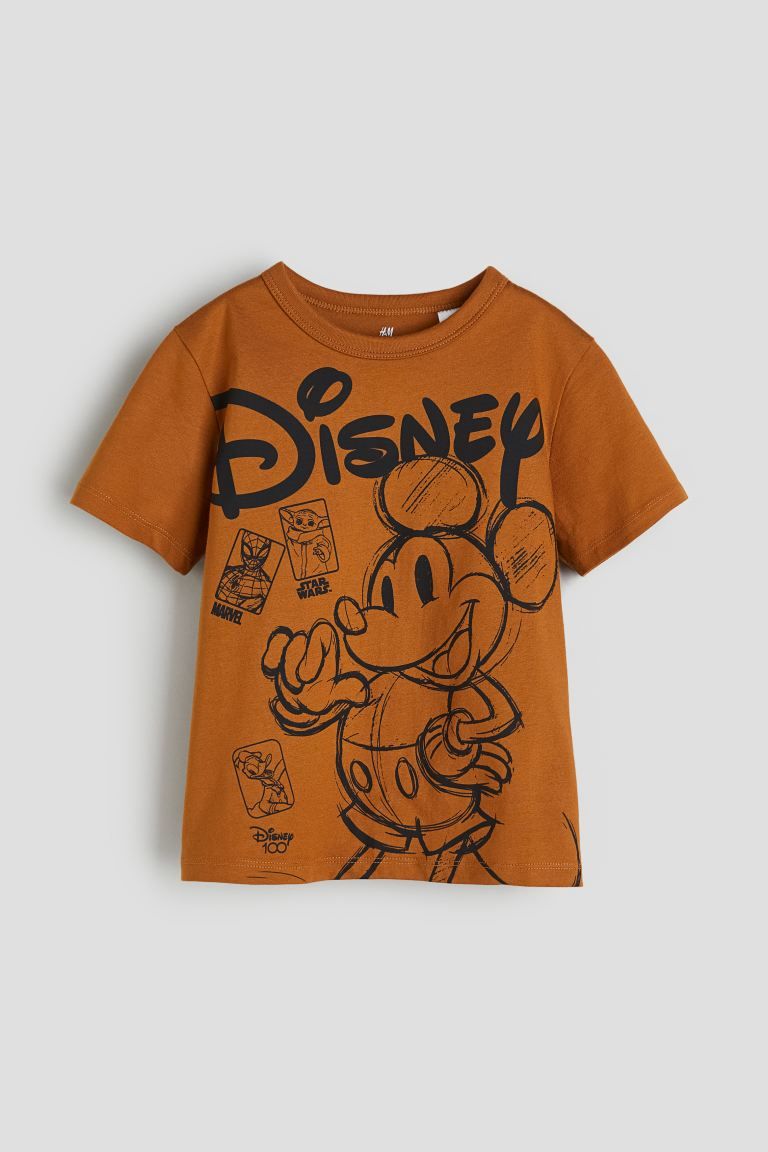 Printed Cotton T-shirt - Brown/Disney - Kids | H&M US | H&M (US + CA)