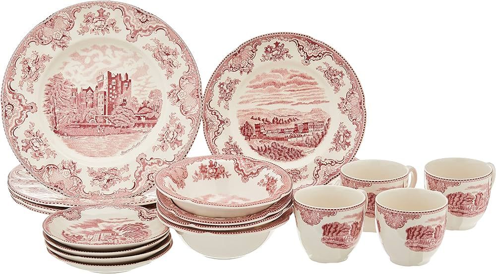Johnson Brothers Old Britain Castles Pink 20-Piece Dinnerware set, Pink & Cream | Amazon (US)