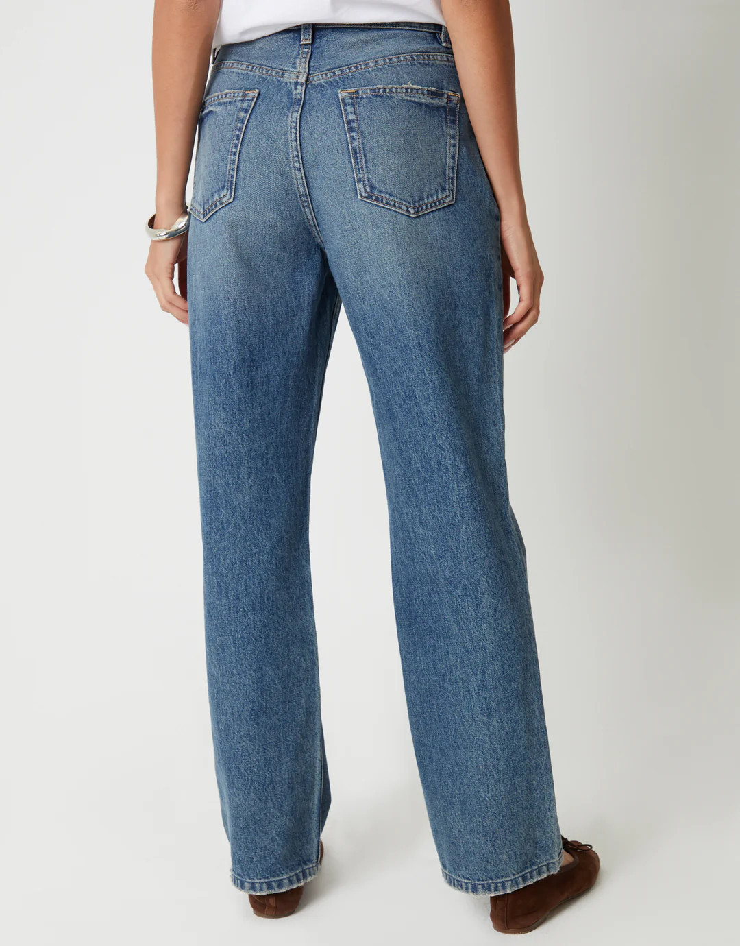 Mid Wash Wide Straight Leg Jeans | Threadbare