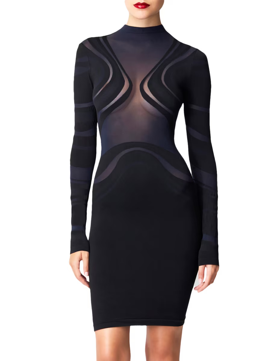 Seductive Swirls Light Contouring Long-Sleeve Dress | Saks Fifth Avenue